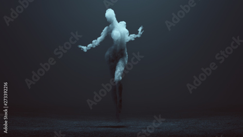 Sexy Smoke Ghost Spirit Dancer Floating in a Foggy Void 3d Illustration 3d Rendering