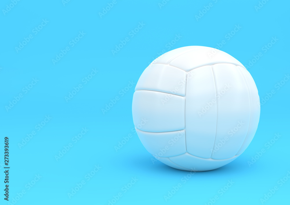 White volleyball isolated on a blue background. 3D rendering illustration