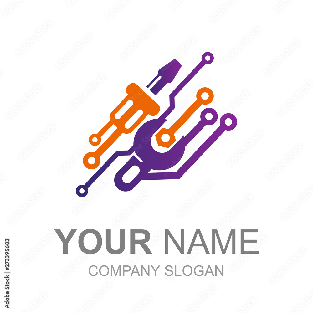 workshop logo with expert handling, logo ready to use Stock Vector