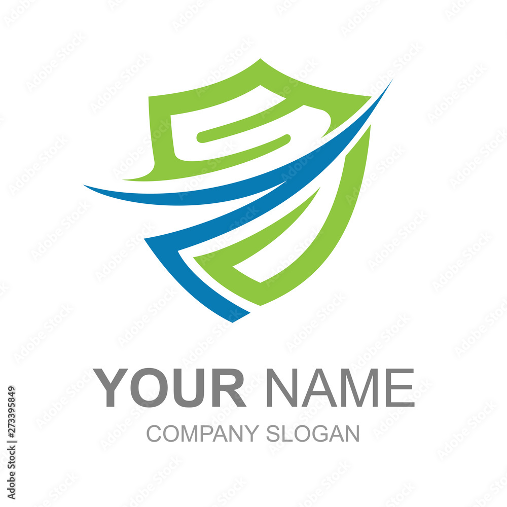 logo shield and letter S, line logo with simple look logo shield and letter S, line logo with simple look