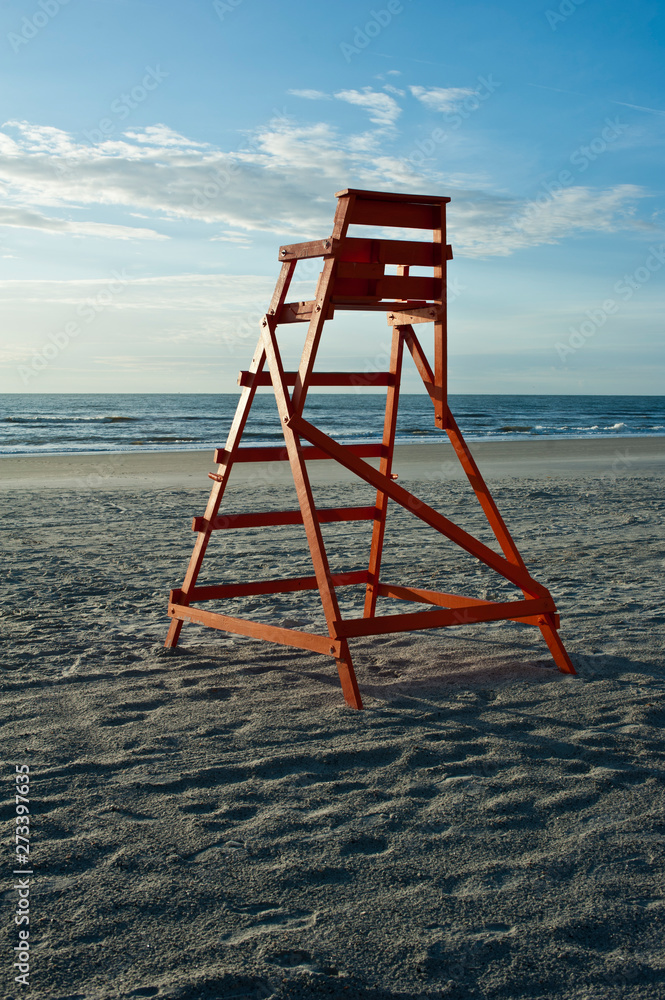 Lifeguard chair on Jacsonville Beach vertical Lifeguard chair on Jacsonville Beach vertical