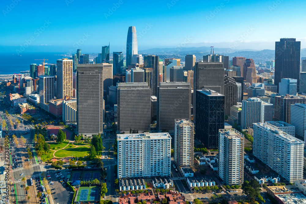Obraz premium Downtown San Francisco aerial view of skyscrapers