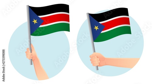 South Sudan flag in hand icon