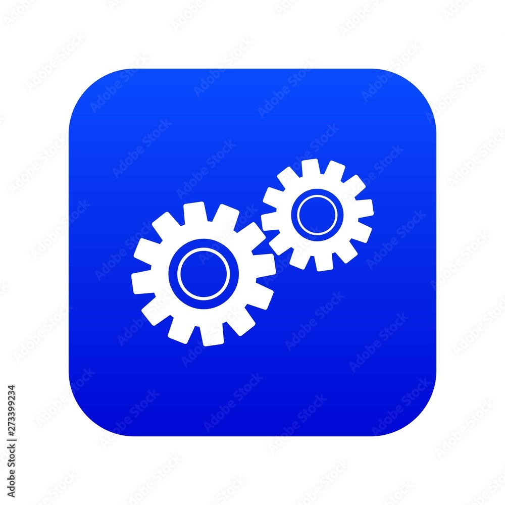 Two gears icon digital blue for any design isolated on white vector illustration Two gears icon digital blue for any design isolated on white vector illustration