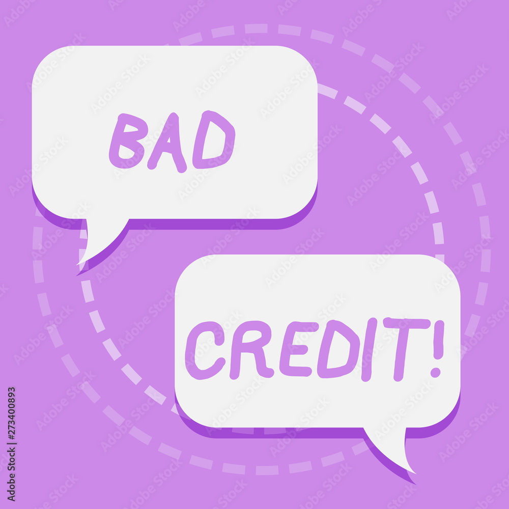 Handwriting text writing Bad Credit. Conceptual photo offering help after going for loan then getting rejected Two Blank White Speech Balloon Engaging in Conversation on Pastel Backdrop Handwriting text writing Bad Credit. Conceptual photo offering help after going for loan then getting rejected Two Blank White Speech Balloon Engaging in Conversation on Pastel Backdrop