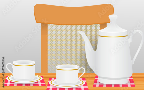 hot tea on the wooden table