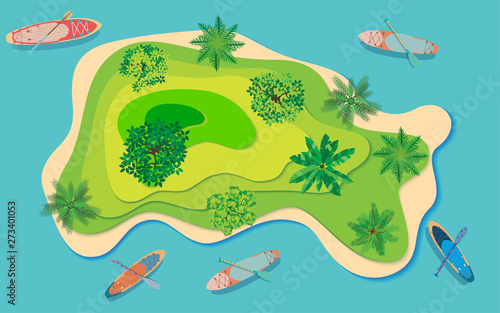 topview of island in the ocean