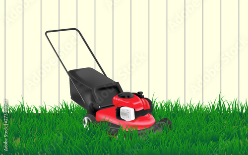lawn mower on the lawn at garden