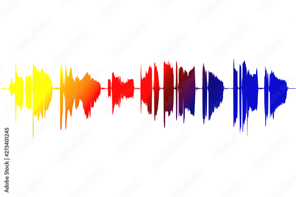 Audio wave form in vibrant color in white background