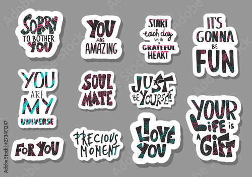 Set of motivational quotes isolated. Vector text.