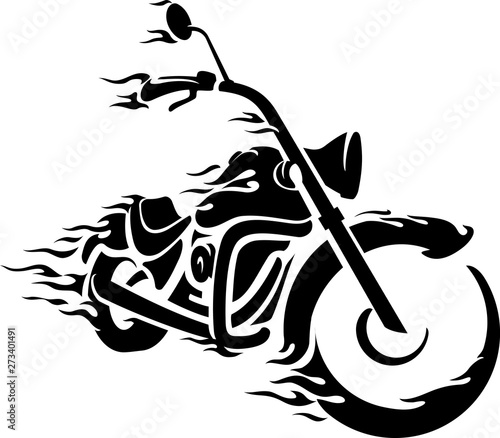 Slika na platnu Motor Bike Chopper Ride, Stylized Flaming