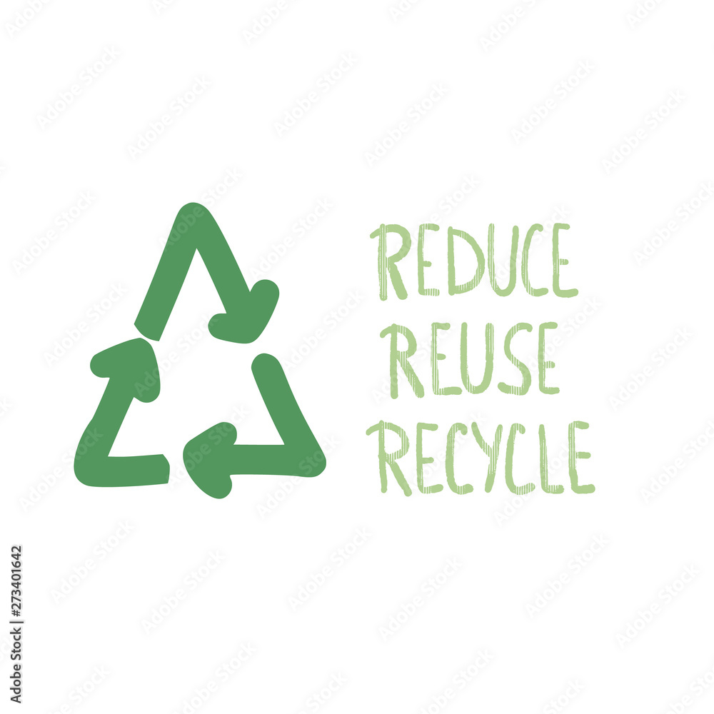 Reduce Reuse Recycle concept. Vector text design. Stock Vector | Adobe ...