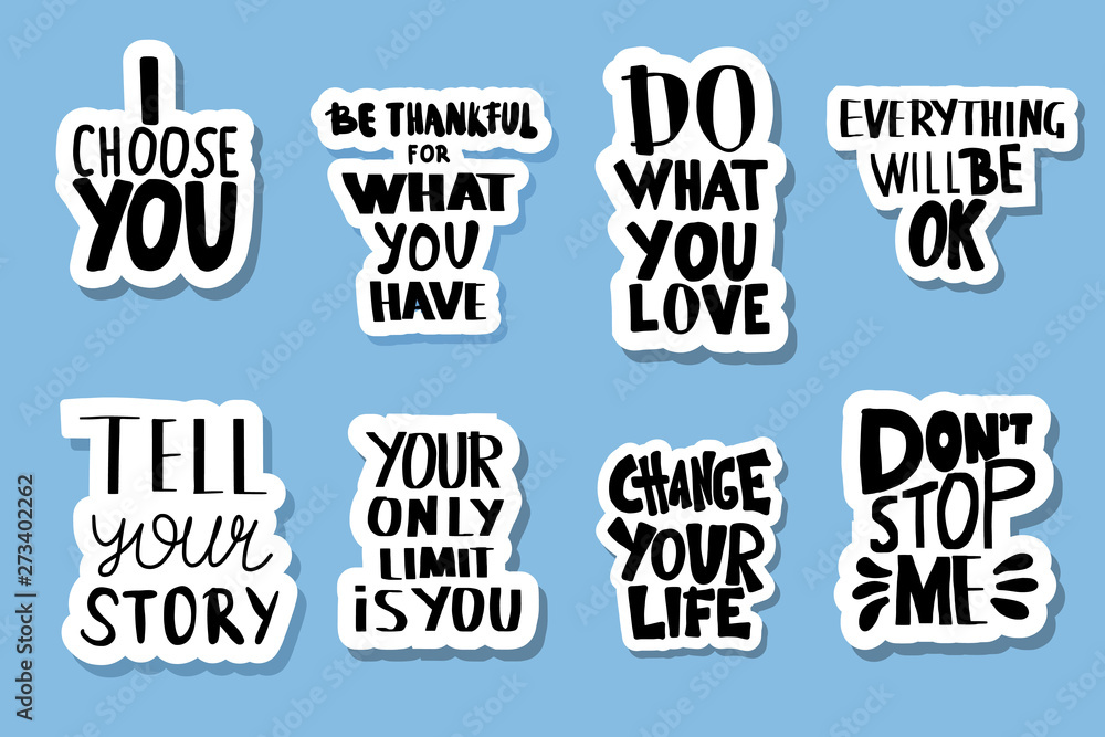 Set of sticker quotes. Vector text illustration.