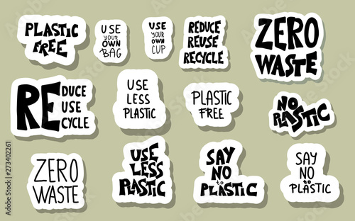 Plastic free vector concept with text and symbols.