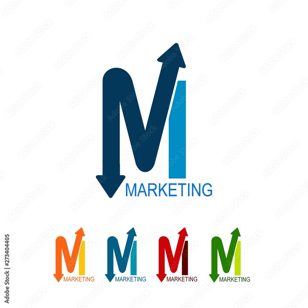 letter M trade marketing logo design vector with initial M as chart
