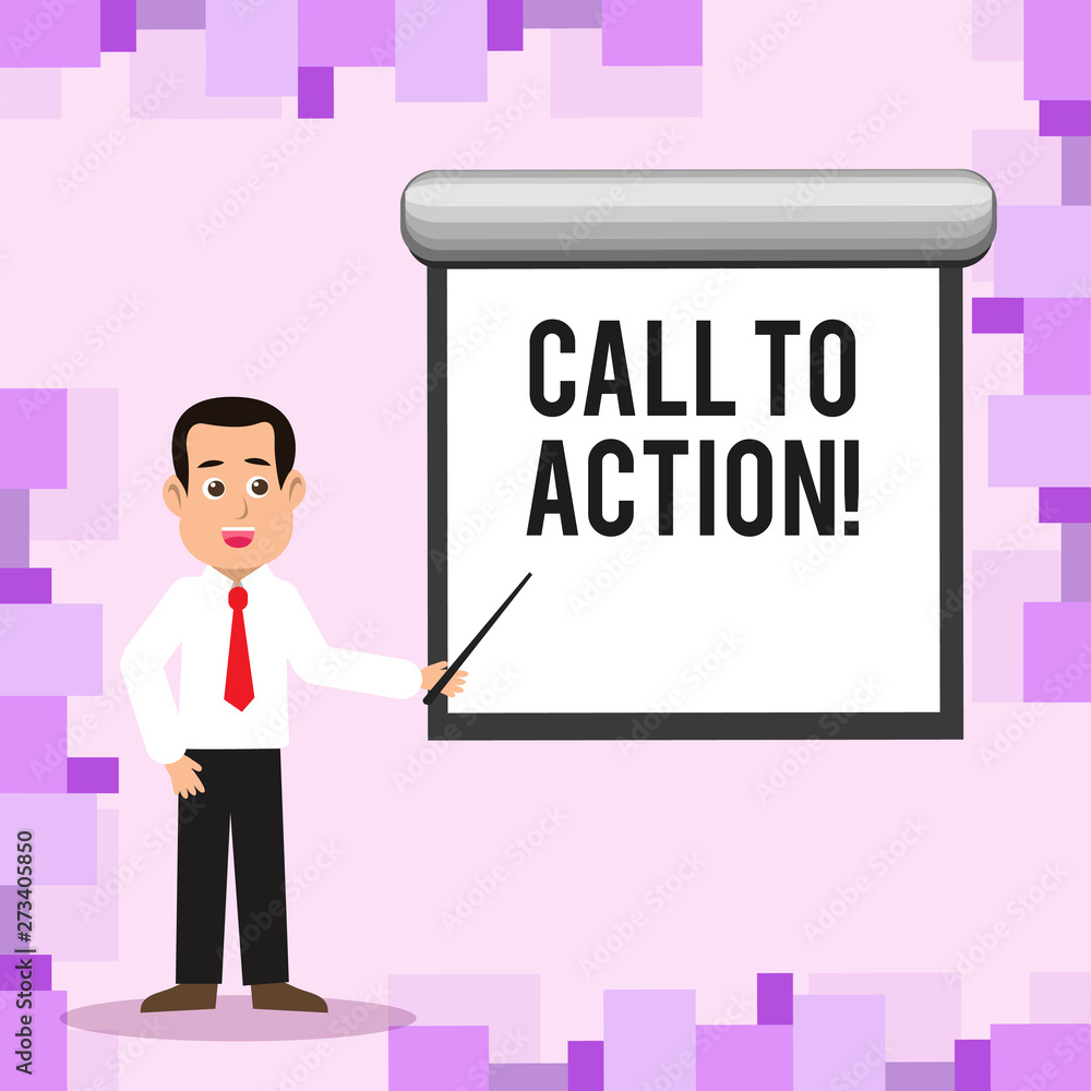Writing note showing Call To Action. Business concept for most important part of online digital marketing campaign Man in Necktie Holding Stick Pointing White Screen on Wall Writing note showing Call To Action. Business concept for most important part of online digital marketing campaign Man in Necktie Holding Stick Pointing White Screen on Wall