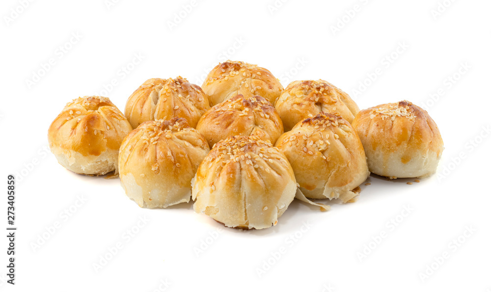 Chinese Pastry or Thai Moon Cake on white background ,Chinese festival dessert
