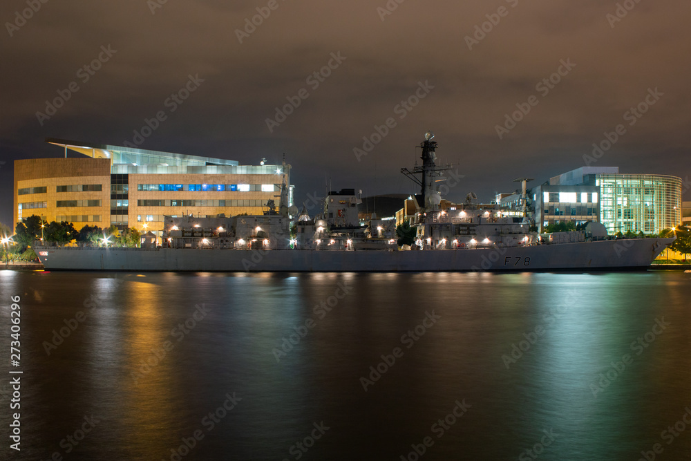 ship at port at night