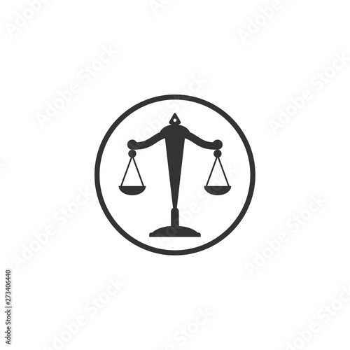 Law scale vector icon. justice symbol weight balance sign of law judgment punishment statue. Law firm logo design inspiration