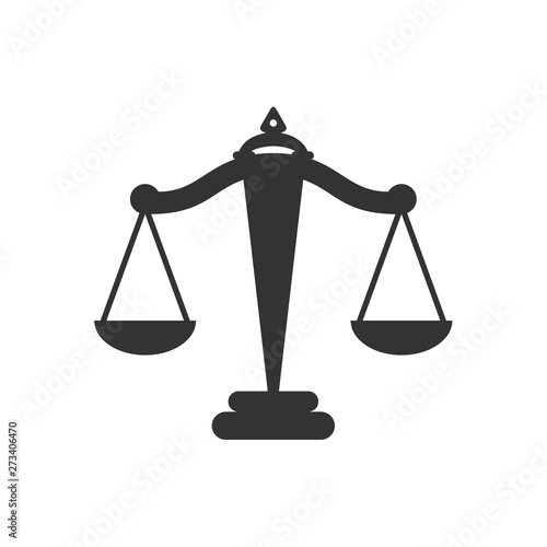 Law scale vector icon. justice symbol weight balance sign of law judgment punishment statue. Law firm logo design inspiration