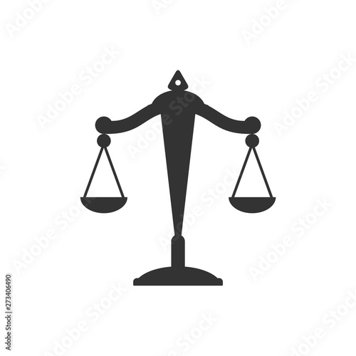 Law scale vector icon. justice symbol weight balance sign of law judgment punishment statue. Law firm logo design inspiration