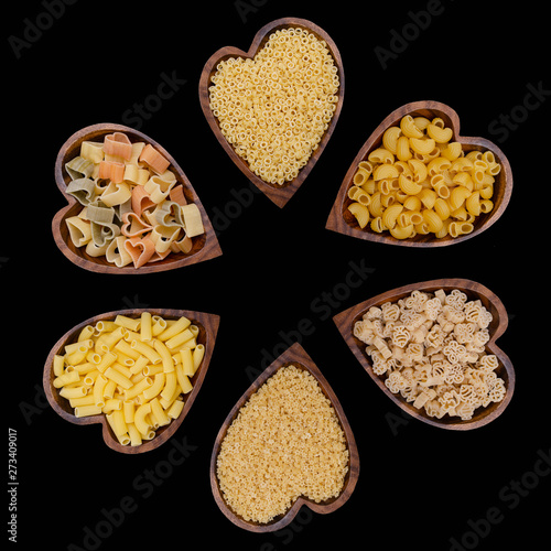 Variety of dry pasta photo