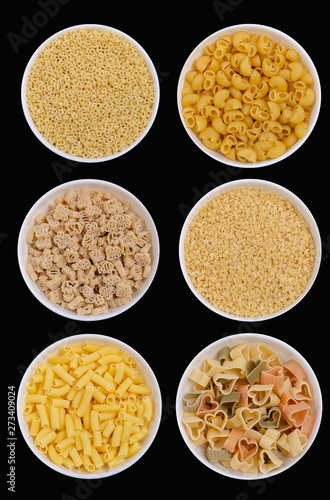 Variety of dry pasta