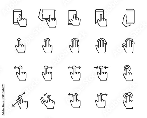 Fototapeta Naklejka Na Ścianę i Meble -  set of gesture icons, such as phone, hand, smartphone, touchscreen