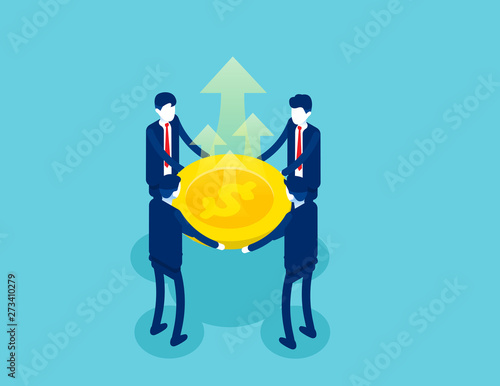 Business company financial growth. Concept isometric business vector illustration, Business finance and economy, Flat isometric cartoon character design.