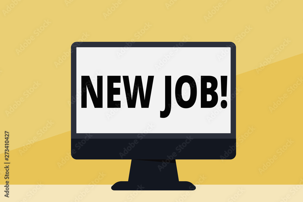 Word writing text New Job. Business photo showcasing recently having paid position regular employment with specific tasks Blank Space Desktop Computer Colorful Monitor Screen Freestanding on Table Word writing text New Job. Business photo showcasing recently having paid position regular employment with specific tasks Blank Space Desktop Computer Colorful Monitor Screen Freestanding on Table