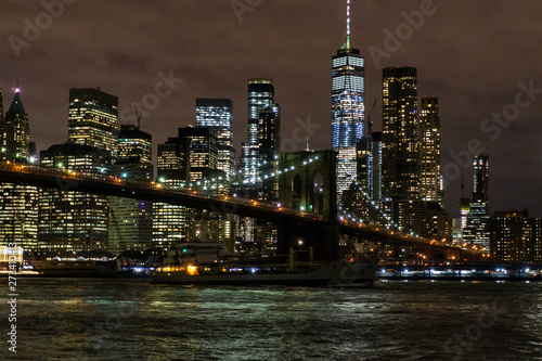 Brooklyn Bridge and Manhattan Skyline At Night