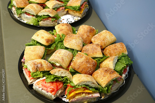 Canvas Print close up on fresh sandwich in the platter