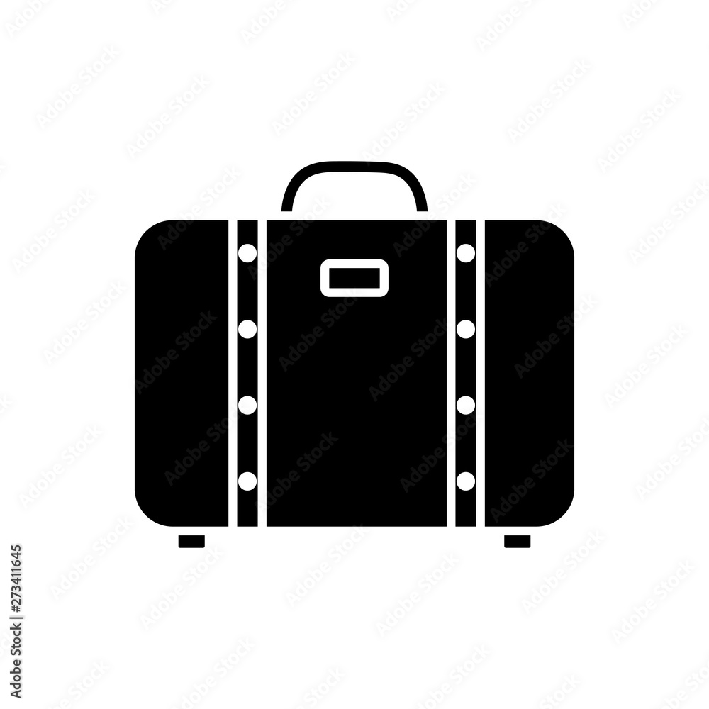 Black and white suitcase icon. Black and white suitcase icon.