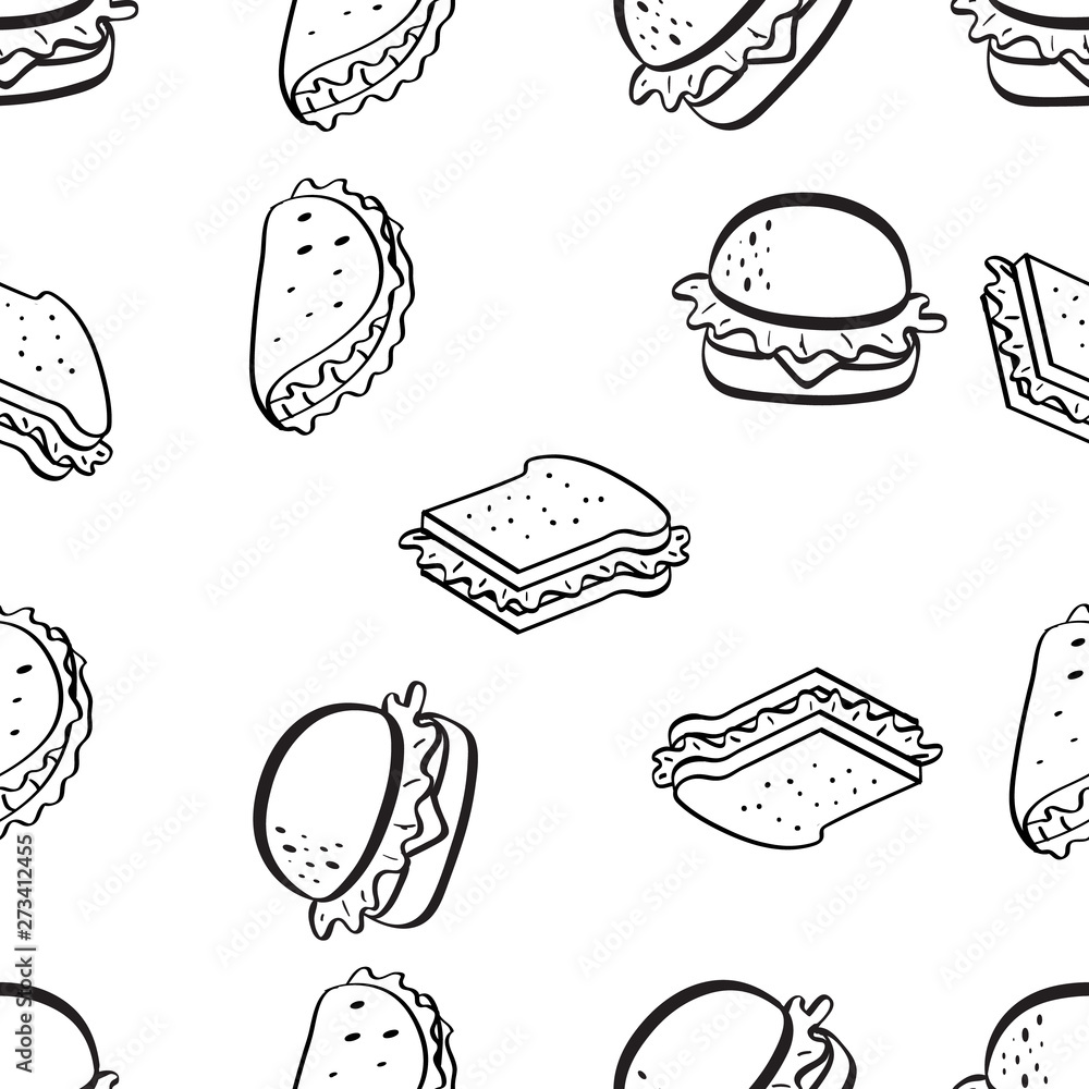 Doodle Vector Food Seamlesss Pattern