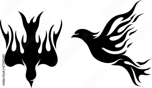 Fiery Bird, Isolated Vector