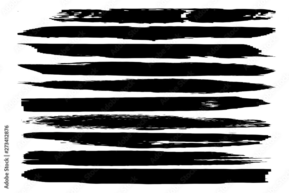 A set of grunge vector brushes. Strokes of black paint on white paper A set of grunge vector brushes. Strokes of black paint on white paper