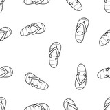 Seamless Pattern of Beach Flipflop hand drawn in black and white doodle vector