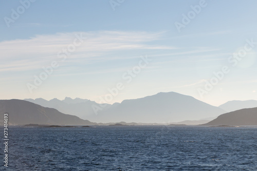 Norwegian fjords with rocky horizon at sunrise © Uladzimir