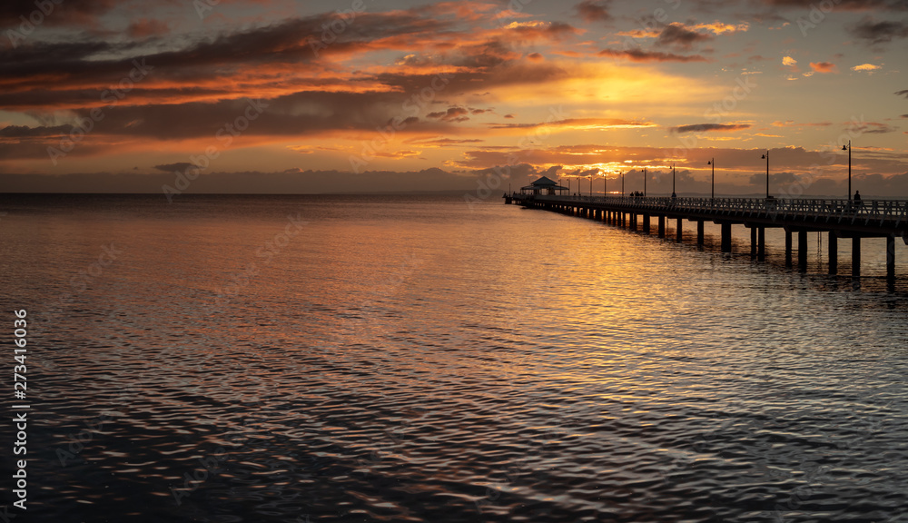 Panoramic Pier Sunrise with Beautiful Sky