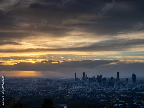 Sunrise Cityscape with Dramatic Sky