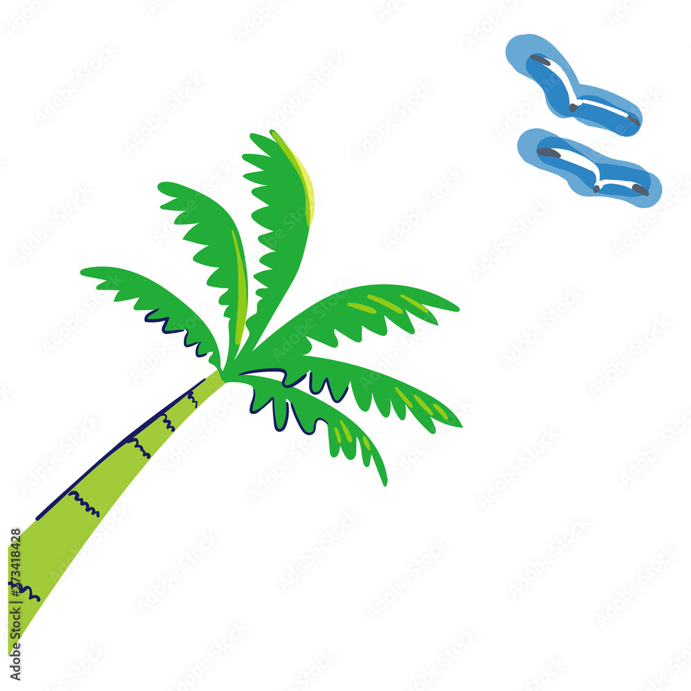 夏空にそびえる積乱雲とヤシの木 イラスト Stock イラスト Adobe Stock