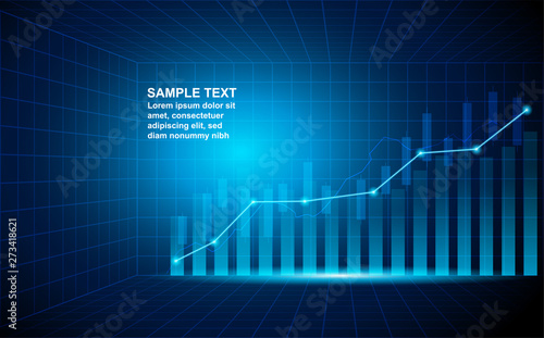 Stock market. Candle stick graph chart of stock market investment trading. Stock market data. Bullish point, Trend of graph . blue background. Vector.