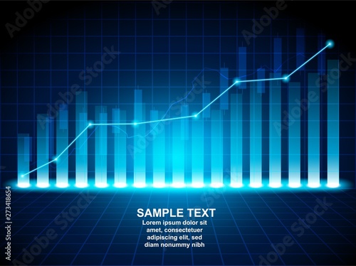 Stock market. Candle stick graph chart of stock market investment trading. Stock market data. Bullish point, Trend of graph . blue background. Vector.