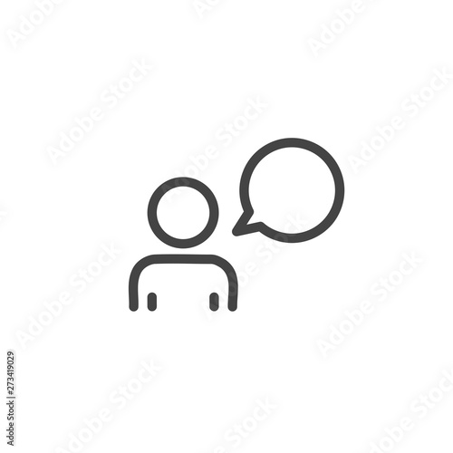 Talk icon. Human and speech bubble. Communication concept trendy modern outline on white background