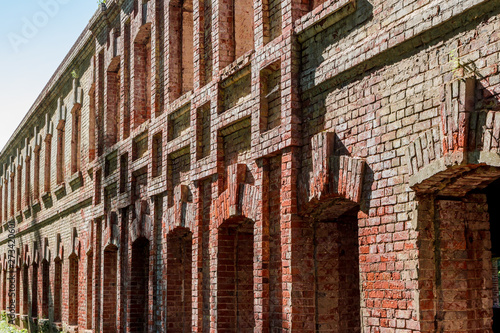 Photos The walls of the brick building of the factory of the early 20th century