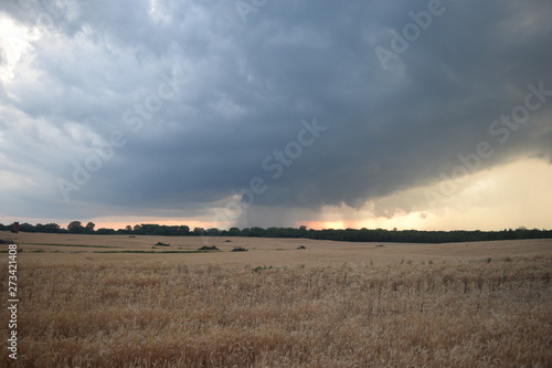 Obraz na płótnie Rainstorm Over a Farm Field