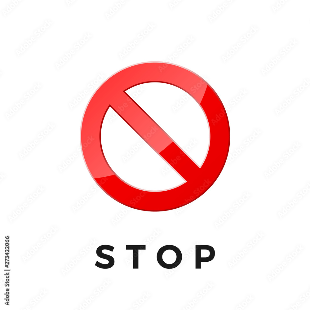 Stop icon for web and app. Ban sticker pictogram. Red crossed circle. Vector illustration isolated on white background Stop icon for web and app. Ban sticker pictogram. Red crossed circle. Vector illustration isolated on white background