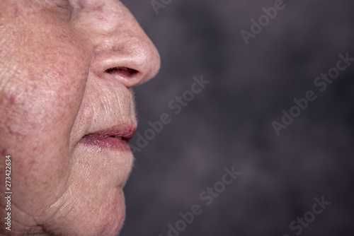 close up portrait of elderly woman