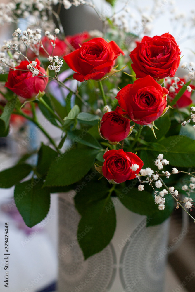 A beautiful spring bouquet in a decorative vase. A beautiful spring bouquet in a decorative vase.