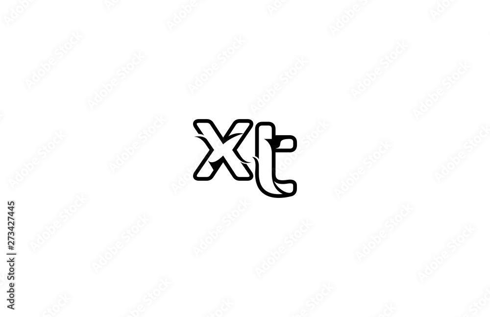 Initial XT Letter Stylish Concept Black Linear Logotype
